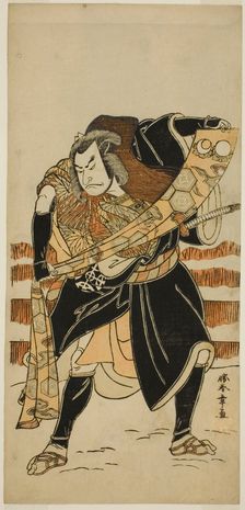 The Actor Nakamura Nakazo I as Abe no Sadato (?) in the Play Date Nishiki Tsui no Yumitori..., c1778 Creator: Shunsho