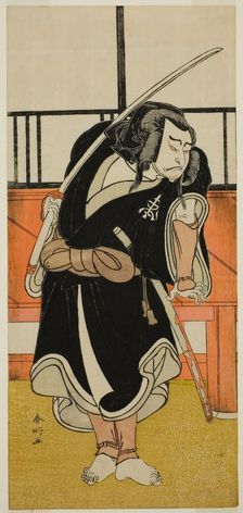 The Actor Nakamura Nakazo I as Aso no Matsuwaka (?) in the Play Iro Moyo Aoyagi...c. 1775. Creator: Katsukawa Shunko
