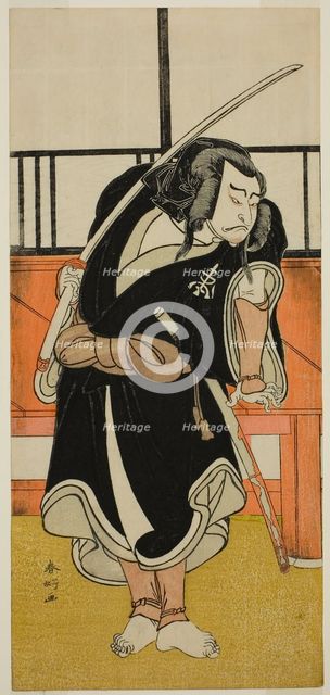 The Actor Nakamura Nakazo I as Aso no Matsuwaka (?) in the Play Iro Moyo Aoyagi...c. 1775.  Creator: Katsukawa Shunko.