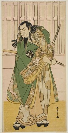 The Actor Nakamura Nakazo I as Hige no Ikyu in the Play Nanakusa Yosooi Soga, Performed..., c. 1782. Creator: Shunsho