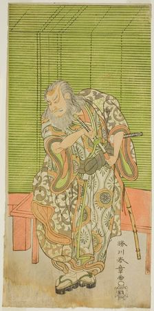 The Actor Nakamura Nakazo I as Hige no Ikyu in the Play Sakai-cho Soga Nendaiki..., c. 1771. Creator: Shunsho