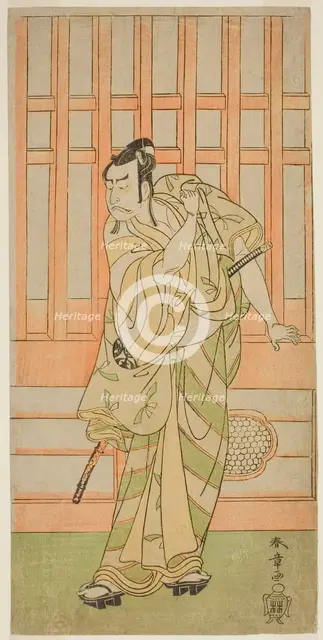 The Actor Nakamura Nakazo I as Kudo Saemon Suketsune (?) in the Play Sakai-cho..., c. 1771. Creator: Shunsho.