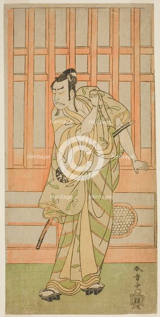 The Actor Nakamura Nakazo I as Kudo Saemon Suketsune (?) in the Play Sakai-cho..., c. 1771. Creator: Shunsho.