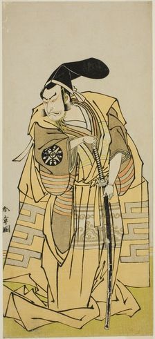The Actor Nakamura Nakazo I as Kudo Suketsune (?) in the Play Iro Moyo Aoyagi Soga (?)..., c. 1775. Creator: Shunsho
