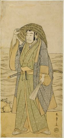 The Actor Nakamura Nakazo I as Kume no Heinaizaemon Disguised as the Street Fortune-tel..., c. 1783. Creator: Shunsho