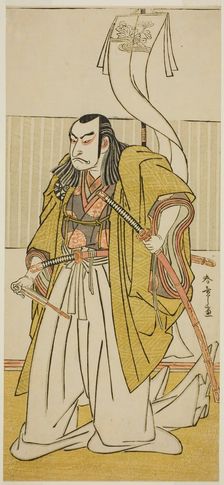 The Actor Nakamura Nakazo I as Kusunoki Masayuki Disguised as Uji no Joetsu, in the Play..., c 1780. Creator: Shunsho