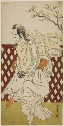 The Actor Nakamura Nakazo I as Sakon-gitsune in the Play Hana-zumo Genji Hiiki, Performed..., c1775. Creator: Shunsho