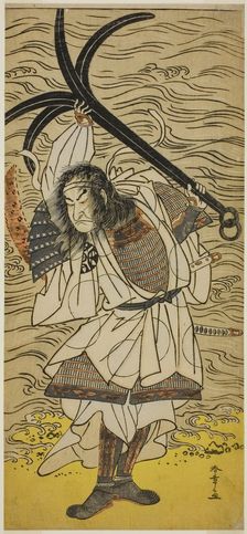 The Actor Nakamura Nakazo I as Taira no Tomomori Disguised as Tokaiya Gimpei..., c. 1777. Creator: Shunsho