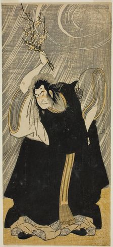 The Actor Nakamura Nakazo I as the thunder god, an incarnation of Kan Shojo, in the pla..., c. 1780. Creator: Shunsho