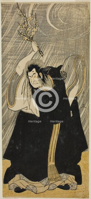 The Actor Nakamura Nakazo I as the thunder god, an incarnation of Kan Shojo, in the pla..., c. 1780. Creator: Shunsho.