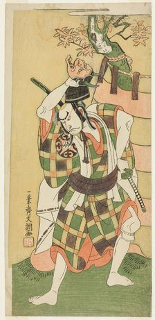 The Actor Nakamura Nakazo I as Yamaoka no Saburo in "Momiji Kumo Nishiki no Tsuri ..., c. 1769. Creator: Ippitsusai Buncho