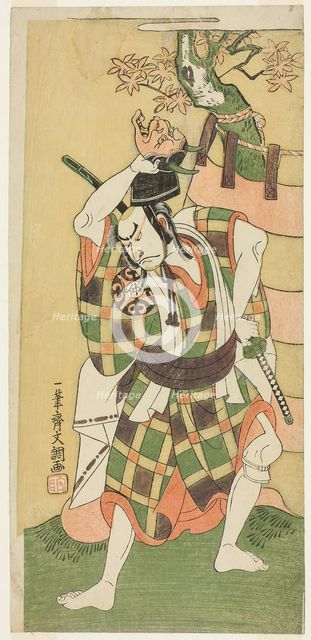 The Actor Nakamura Nakazo I as Yamaoka no Saburo in "Momiji Kumo Nishiki no Tsuri ..., c. 1769. Creator: Ippitsusai Buncho.