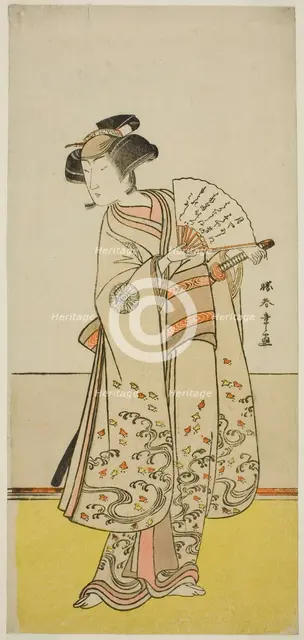 The Actor Nakamura Noshio I as Oiso no Tora (?) in the Play Shida Yuzuriha Horai Soga (?)..., c1775. Creator: Shunsho.