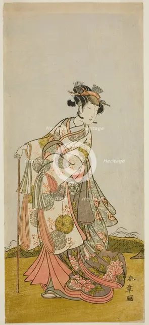 The Actor Nakamura Noshio I as Princess Usuyuki (Usuyuki Hime) in the play "Shin Usuyuki..., c.1774. Creator: Shunsho.