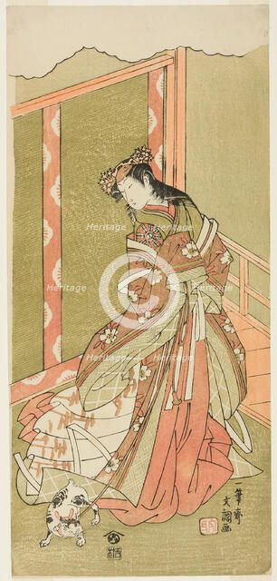 The Actor Nakamura Noshio I as the Third Princess (Nyosan no Miya) in the Play Fuki..., c. 1771. Creator: Ippitsusai Buncho.