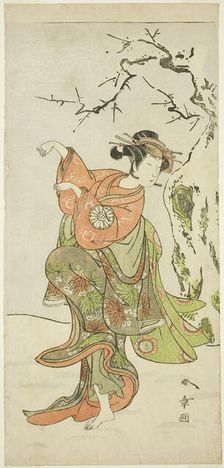 The Actor Nakamura Noshio I as the Fox-Wife from Furui, in a Dance Sequence (Shosagoto)..., c. 1772. Creator: Shunsho