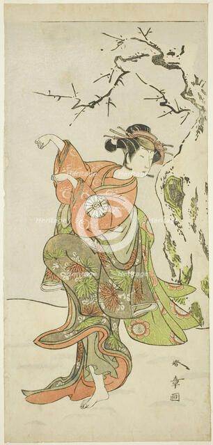 The Actor Nakamura Noshio I as the Fox-Wife from Furui, in a Dance Sequence (Shosagoto)..., c. 1772. Creator: Shunsho.