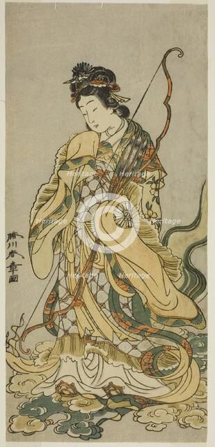 The Actor Nakamura Noshio I as the Goddes Benzaiten of Enoshima in the Play Onno Aruji..., c. 1773. Creator: Shunsho.