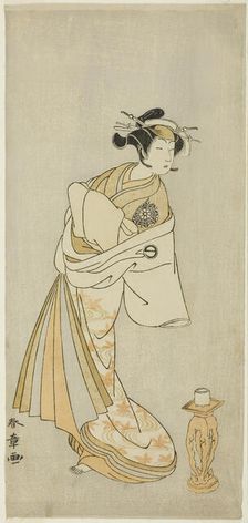 The Actor Nakamura Noshio I as the Spirit of the Courtesan Takao, in the Shosagoto Danc..., c. 1772. Creator: Shunsho