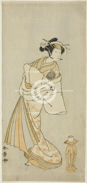 The Actor Nakamura Noshio I as the Spirit of the Courtesan Takao, in the Shosagoto Danc..., c. 1772. Creator: Shunsho.