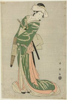 The Actor Nakamura Noshio II as Tonase, in the Bridal Journey Scene, Act Eight of the..., c. 1795. Creator: Katsukawa Shun'ei