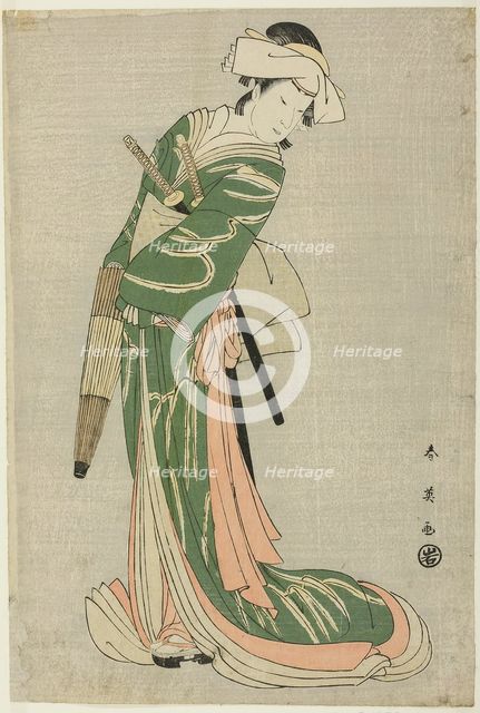 The Actor Nakamura Noshio II as Tonase, in the Bridal Journey Scene, Act Eight of the..., c. 1795. Creator: Katsukawa Shun'ei.
