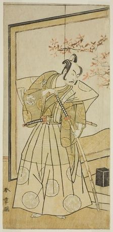 The Actor Nakamura Juzo II as Akita Jonosuke in the Play Onna Aruji Hatsuyuki no Sekai..., c. 1773. Creator: Shunsho