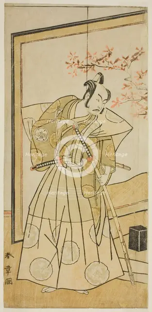 The Actor Nakamura Juzo II as Akita Jonosuke in the Play Onna Aruji Hatsuyuki no Sekai..., c. 1773. Creator: Shunsho.