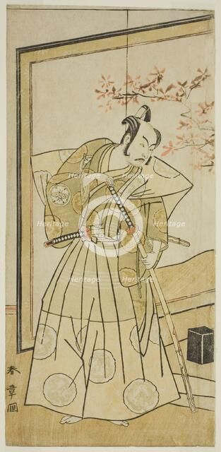 The Actor Nakamura Juzo II as Akita Jonosuke in the Play Onna Aruji Hatsuyuki no Sekai..., c. 1773. Creator: Shunsho.