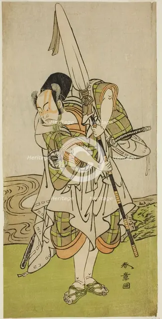 The Actor Nakamura Juzo II as Asahara Hachiro Disguised as the Servant of a Princely..., c. 1773. Creator: Shunsho.