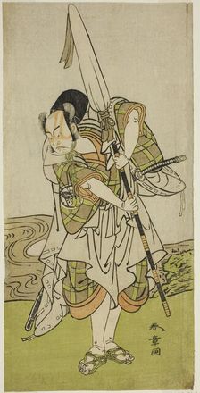 The Actor Nakamura Juzo II as Asahara Hachiro Disguised as the Servant of a Princely..., c. 1773. Creator: Shunsho