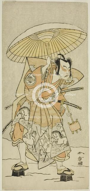 The Actor Nakamura Juzo II as Kajiwara Genta Kagetoki in the Play Izu-goyomi Shibai no..., c. 1772. Creator: Shunsho.