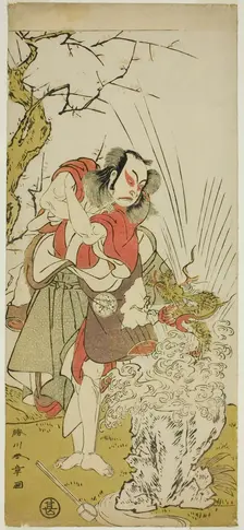 The Actor Nakamura Juzo II as Yushichi (?) in the Play Keisei Momiji no Uchikake (?)..., c. 1772. Creator: Shunsho