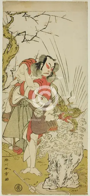 The Actor Nakamura Juzo II as Yushichi (?) in the Play Keisei Momiji no Uchikake (?)..., c. 1772. Creator: Shunsho.