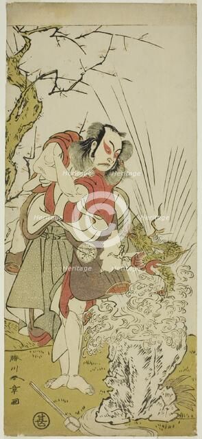 The Actor Nakamura Juzo II as Yushichi (?) in the Play Keisei Momiji no Uchikake (?)..., c. 1772. Creator: Shunsho.