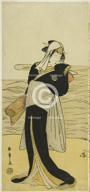 The Actor Nakamura Riko I as Hanako, the Daughter of Koshiba Kamon, Disguised as a Yota..., c. 1783. Creator: Shunsho.
