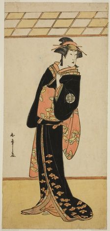 The Actor Nakamura Riko I as Lady Manko (Manko Gozen) (?) in the Play Soga Musume..., c. 1784. Creator: Shunsho
