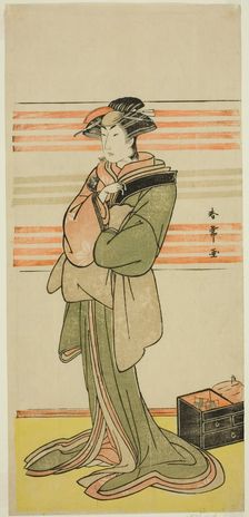 The Actor Nakamura Riko I as Osen of the Komatsuya House (?) in the Play Nanakusa..., c. 1782. Creator: Katsukawa Shunjo