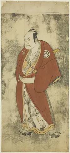 The Actor Nakamura Sukegoro II as Kaminari Shokuro in the Joruri "Gonin Otoko"..., c. 1768. Creator: Shunsho