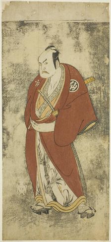 The Actor Nakamura Sukegoro II as Kaminari Shokuro in the Joruri "Gonin Otoko"..., c. 1768. Creator: Shunsho
