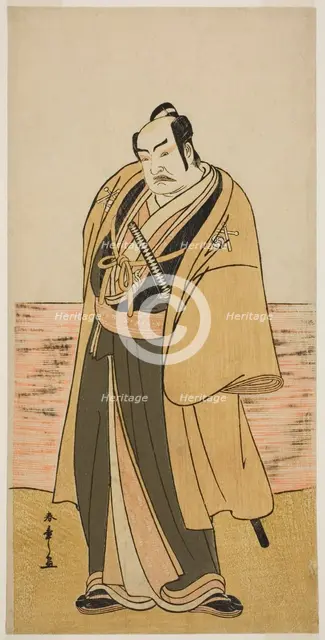 The Actor Nakamura Sukegoro II as Kaminari Shokuro in the Play Hatsumombi Kuruwa Soga..., c. 1780. Creator: Shunsho.
