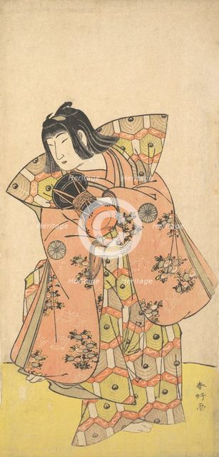 The Actor Nakamura Tomijuro as Bijomaru in the Drama "Kikujido Shuen no Iwaya", ca. 1773. Creator: Katsukawa Shunko.