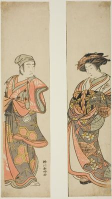 The Actor Nakamura Tomijuro I as a courtesan (right) and Sawamura Sojuro III as..., c 1779. Creator: Katsukawa Shunko