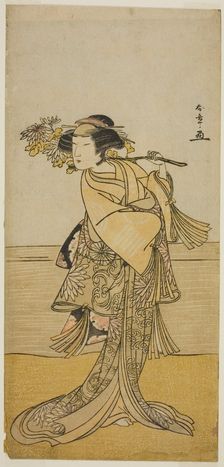 The Actor Nakamura Tomijuro I as a Female Fox from Mt. Ubagadake in the Play Chigo..., c. 1777. Creator: Shunsho