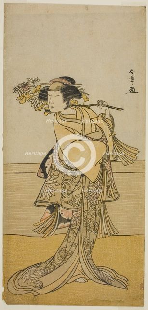 The Actor Nakamura Tomijuro I as a Female Fox from Mt. Ubagadake in the Play Chigo..., c. 1777. Creator: Shunsho.