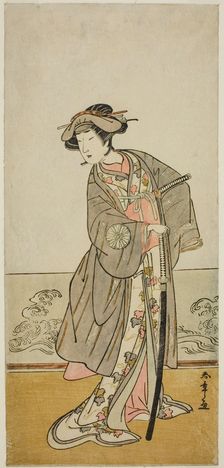 The Actor Nakamura Tomijuro I as Lady Hangaku (Hangaku Gozen) in the Play Wada-..., c. 1777. Creator: Shunsho