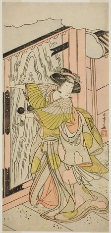 The Actor Nakamura Tomijuro I as Lady Hangaku (Hangaku Gozen) in the Play Wada-..., c. 1777. Creator: Shunsho