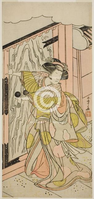 The Actor Nakamura Tomijuro I as Lady Hangaku (Hangaku Gozen) in the Play Wada-..., c. 1777. Creator: Shunsho.