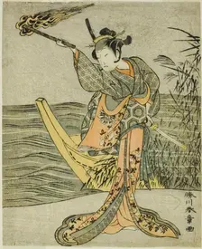 The Actor Nakamura Tomijuro I as Nagoya Osan in the Play Fuki Kaete Tsuki mo Yoshiwa..., c. 1771/72. Creator: Shunsho