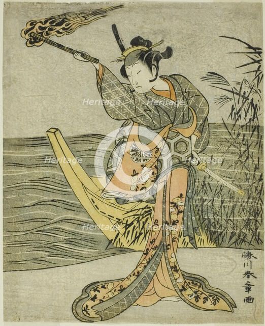 The Actor Nakamura Tomijuro I as Nagoya Osan in the Play Fuki Kaete Tsuki mo Yoshiwa..., c. 1771/72. Creator: Shunsho.